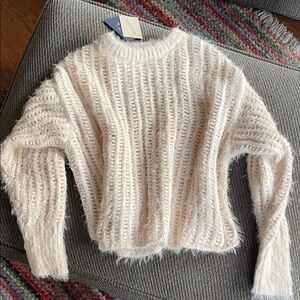Universal Thread NWT Fuzzy Cream Loose Knit Cropped Soft Ivory Sweater, Size M